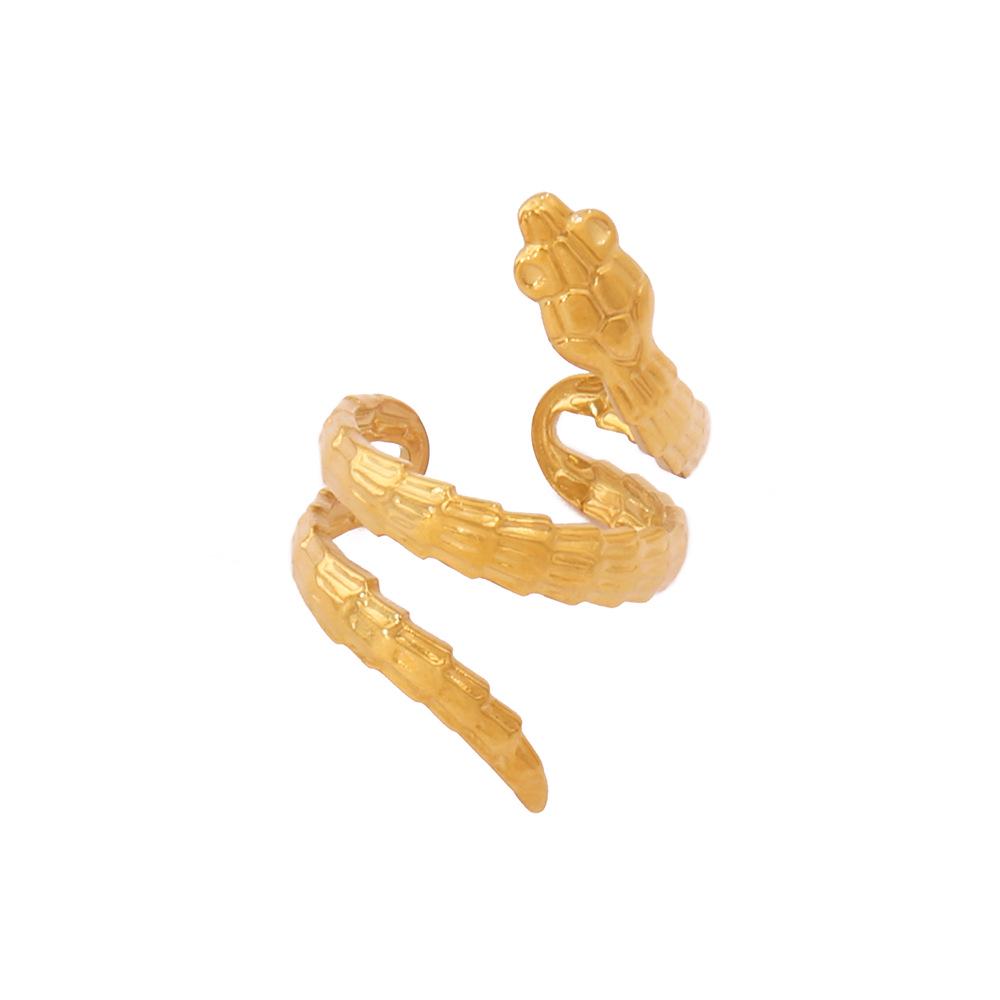 Exaggerated Snake Shape 18K Gold Plated Open Ring - Women's Jewelry