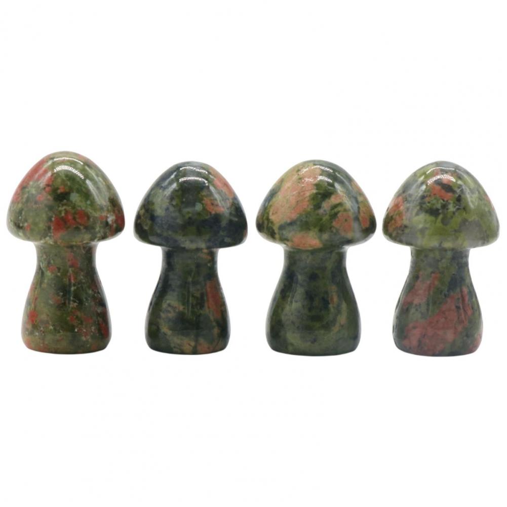 Mushroom Figurine Carved Nice-looking Clear Texture Smooth Edge Mushroom Micro Ornament DIY Faux Crystal Mushroom Figurine