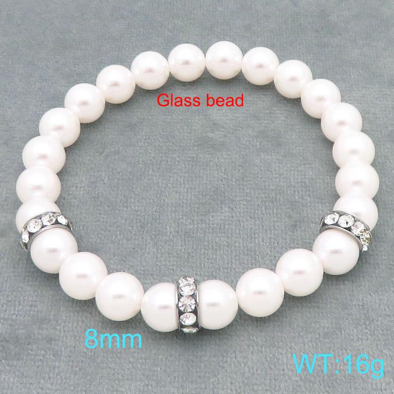 Stainless Steel Beaded Bracelet for Women Men Rhinestone Decor Stretch Fashion Jewelry Party Daily Accessory Gift