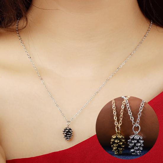 Vintage Frauen süße Tannenzapfen Form Anhänger dünne Kette Halskette Schmuck Geschenk