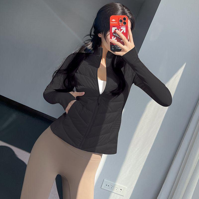 

Lightweight Down Jacket Women s Short Zip-Up Puffer Coat for Fitness Running Casual S чёрный