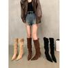 High Heel Boots Pointed Head Brown Skinny Boots Long Knight Boots Spring and Autumn Temperament Pile Long Boots