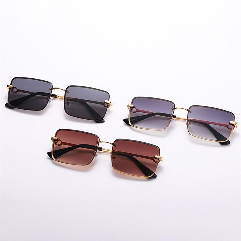 New Metal Small Sunglasses Women Men Rectangle Trendy Vintage Brand Designer Hip Hop Square Sun Glasses Female Eyewear Uv400