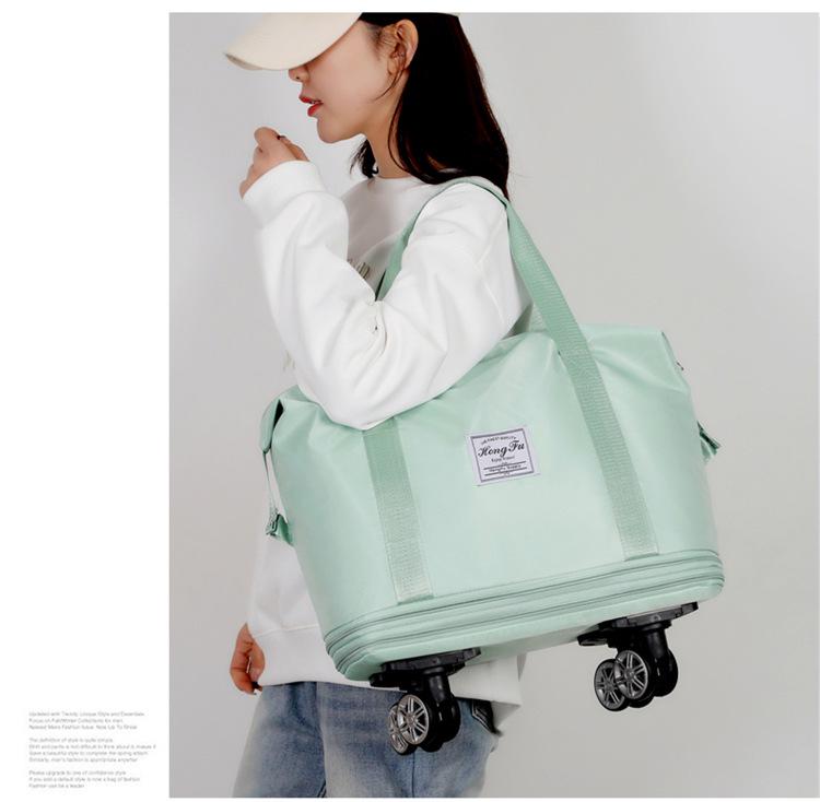 Expandable Waterproof Travel Bag with Universal Wheels – Large Capacity for Business, Student, or Maternity Use, Featuring Wet/Dry Separation