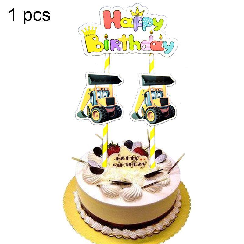 

Грузовик Транспорт Экскаватор Мальчик Детская Вечеринка День Рождения Принадлежности Декор Посуда Баннер 1pcs-Cake Topper