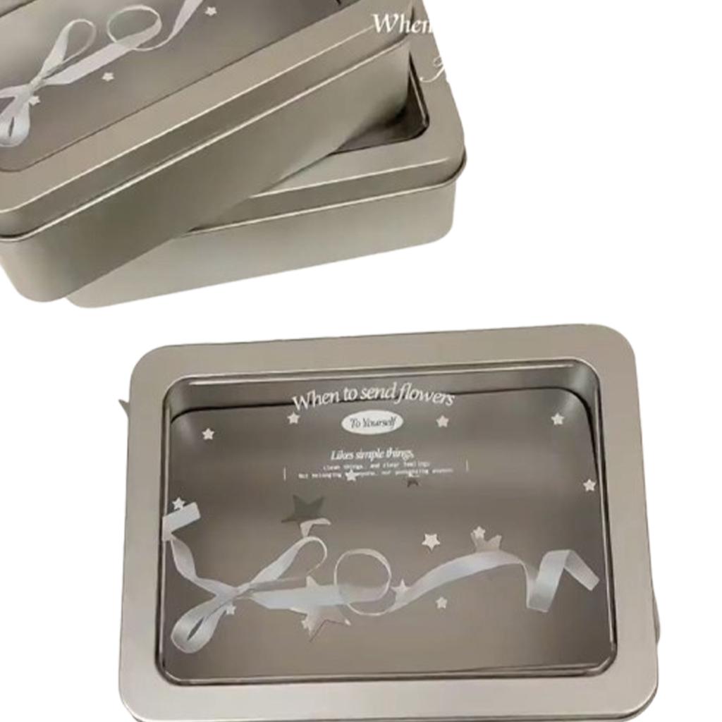 1 Piece Creative Design Kpop Photocard Organizer Sliver Color Bow Stationery Desktop Holder Portable Mini Stuff Storage Box