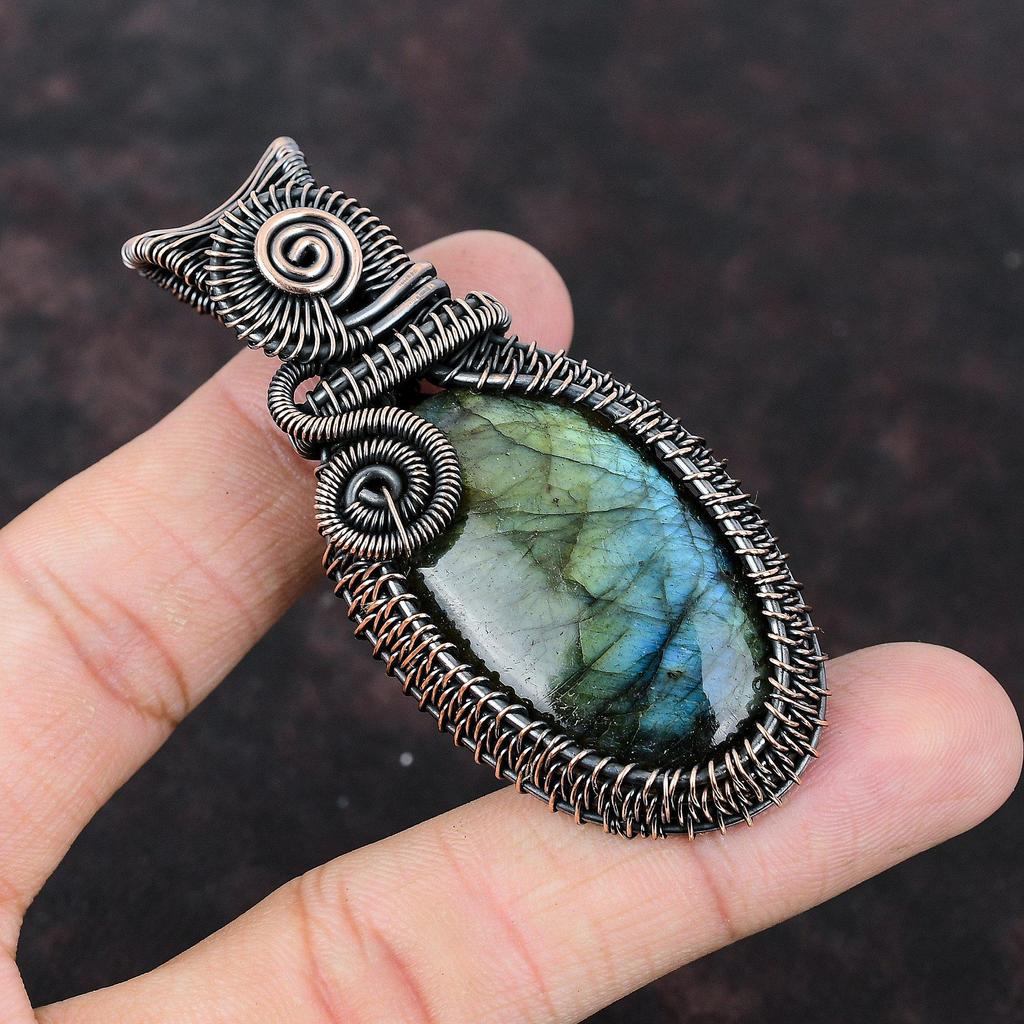 Labradorite Copper Pendant Wire Wrapped Pendant Handmade Jewelry Pendant For Women Gemstone Copper Jewelry Labradorite Jewelry Gift For Mom