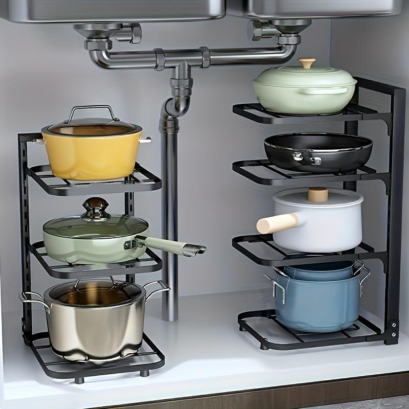 Multi Layer Pot Rack Kitchen Organizer Shelf Cookware Storage Stand Cabinet Divider Pan Holder