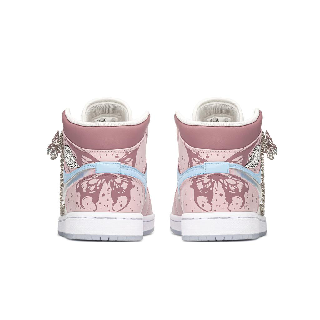 Jordan Air Jordan 1 High top Vintage Basketball Shoes Pink Blue GS FQ9117-400(TeamA-AJ)