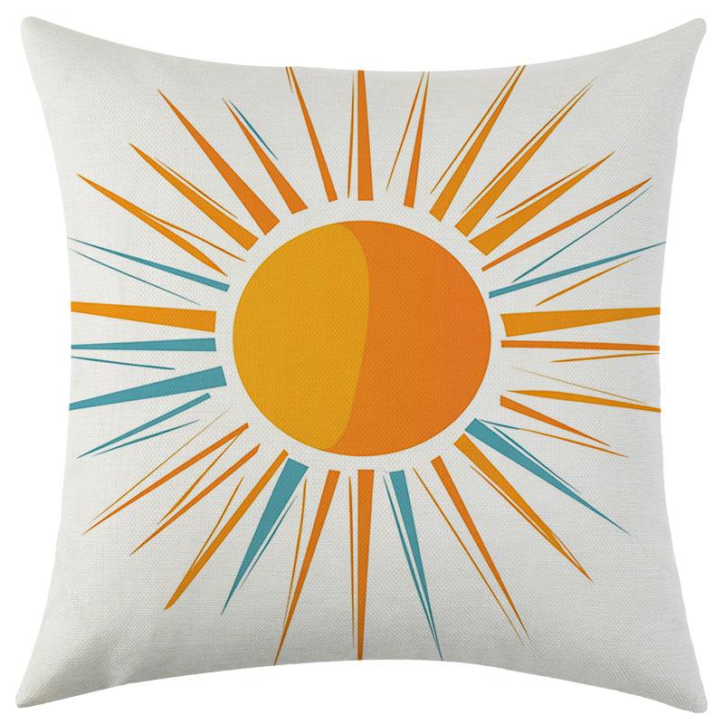 Neuer Roter Sonne Rote Sonne Leinen Kissenbezug Auto Sofa Lendenkissen Kissen