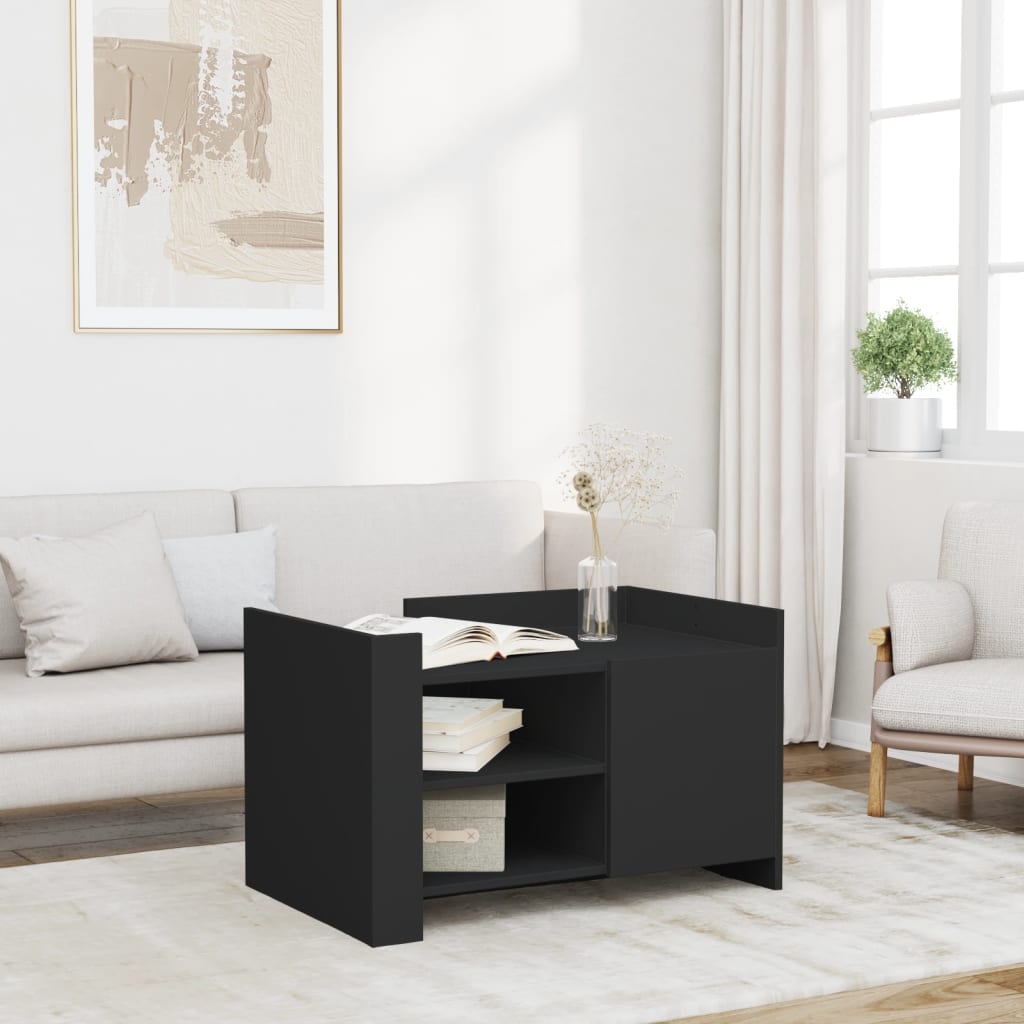 Vidaxl Stolik Kawowy, Czarny, 80X50X50 Cm, Materiał Drewnopochodny