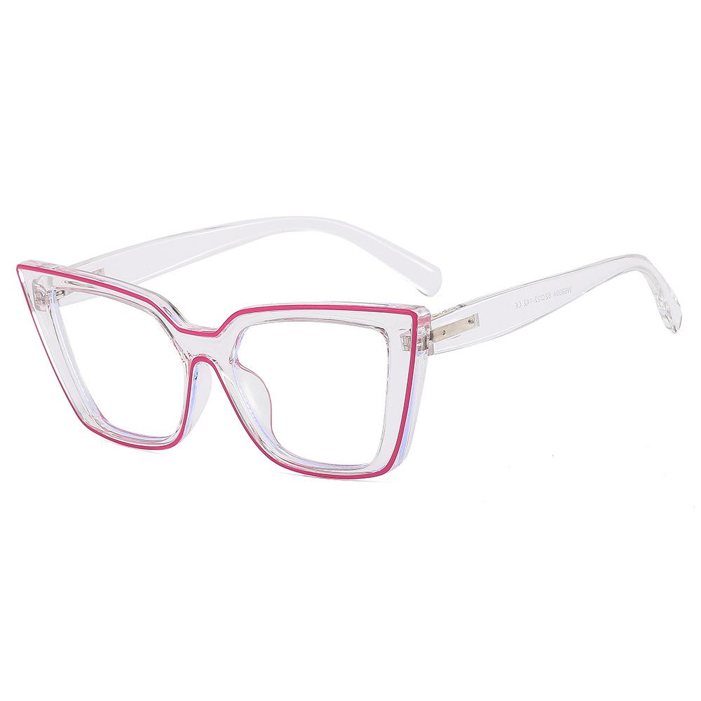 TR cat eye women's anti-blue light flat mirror spring leg paint plain glasses frame retro trendy glasses frame