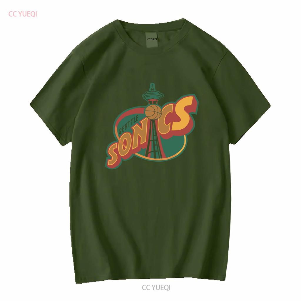 Vintage Seattle Supersonics T Shirt CP1627 Long Sleeves Vintage Washed Unisex Casual Slightly Top For Everyday Wear Streetwear