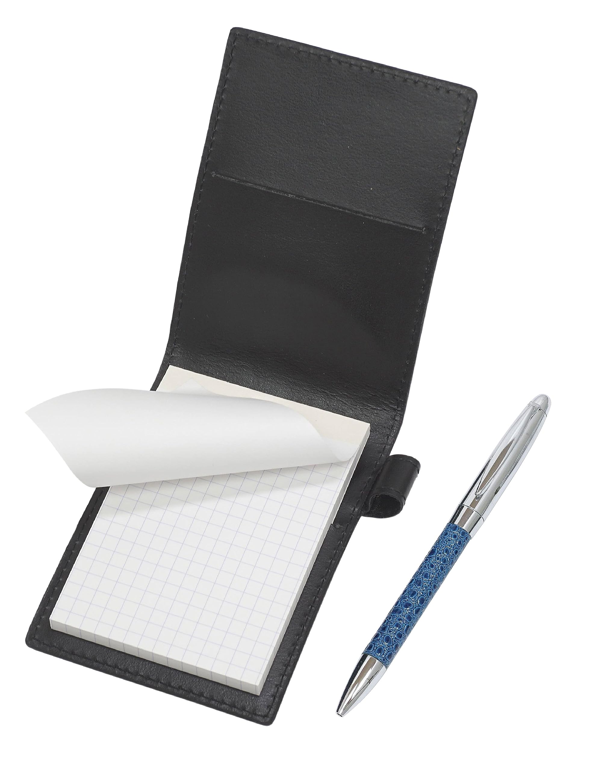 

Шариковая ручка из натуральной кожи с мини-блокнотом из переработанной коровьей кожи, обложка директора, синяя, T23-LS022P-B-PD03-L синий