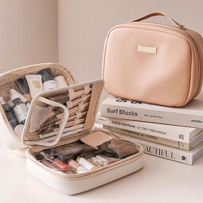 Vícevrstvá čtvercová kosmetická taštička Vodotěsná cestovní kapsička na make-up z PU