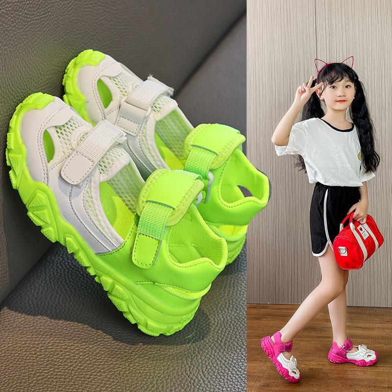 Children's Sports Covered Toes Sandals 2024 Summer Boys Korean Version Kids Fashion Assorted Casual Girls Soft Beach Shoes Mesh