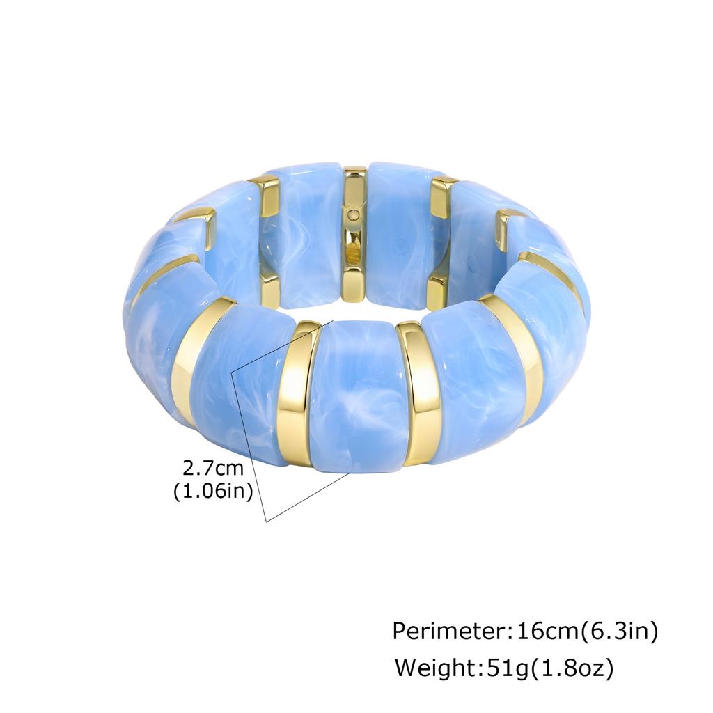 Vintage Acrylic Elastic Wide Bracelet Geometric Multi-Colored Chunky Stretch Wristband Bangle for Women Fashion Jewelry Gift