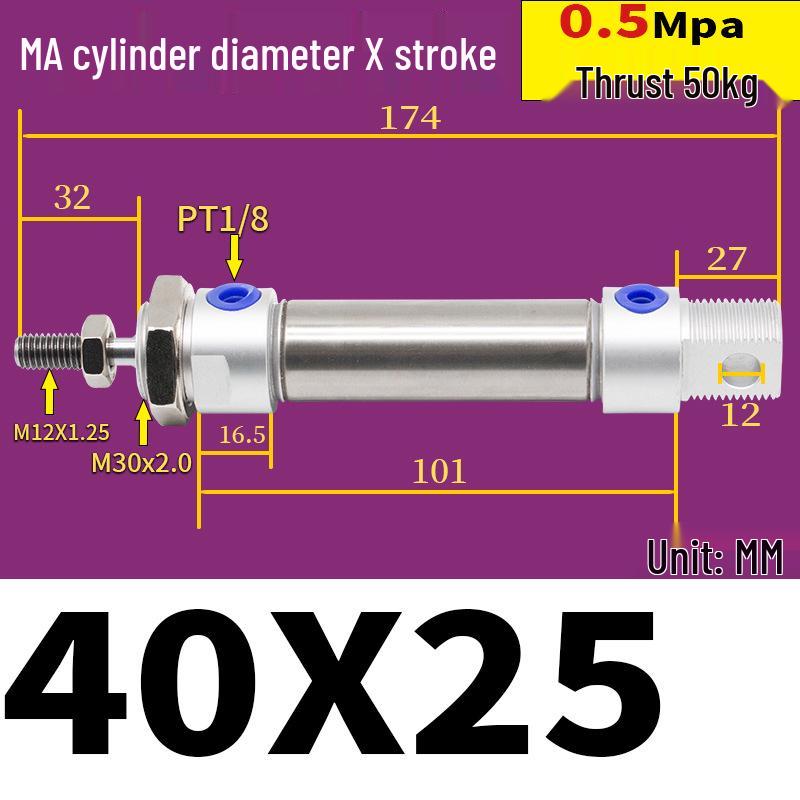 Corrosion Resistant Stainless Steel Pneumatic Cylinder 16-40mm/50-150mm