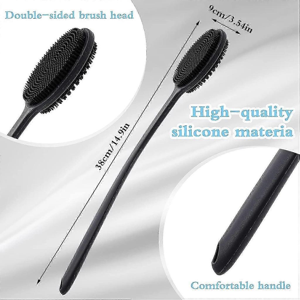Double Ended Silicone Shower Brush - Exfoliating Back Cleaner