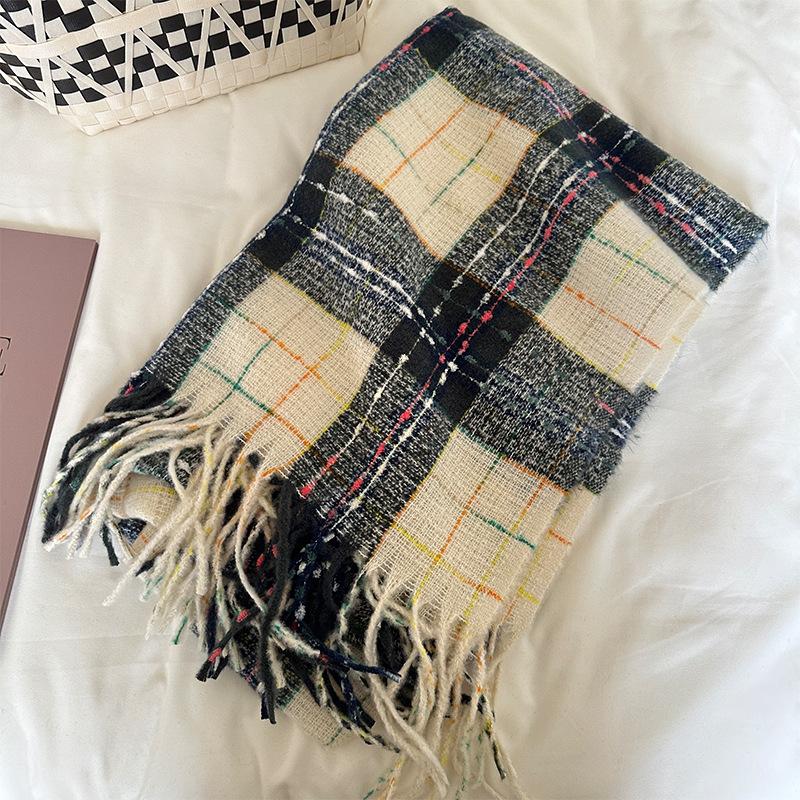 WTEMPO Women's Autumn and Winter Thick Long Shawl Couple Student Plaid Scarf