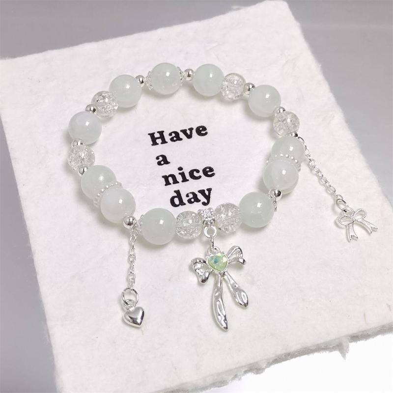 

Сладкий браслет-бабочка в китайском стиле с бусинами для женщин, браслеты с цветными стеклянными бусинами на эластичной веревке, ювелирные изделия, подарки A8