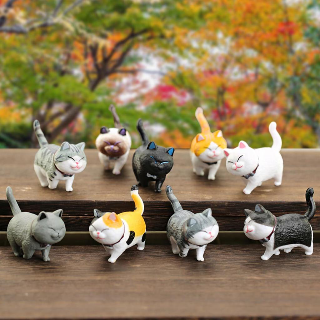 Set of Miniature Cat Cute Cat Figurines with Turning Perfect for Tabletop Office Car or As a Gift 18-Piece Figurines, Heads, Decor, Supplies,