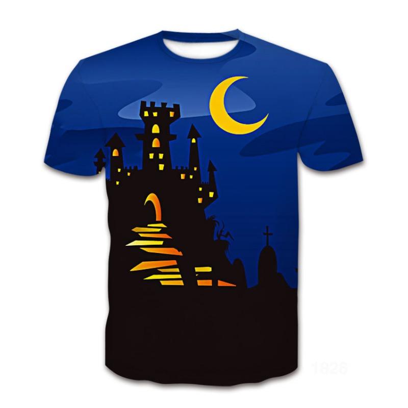 Summer Sports 3D Digital Printing Pumpkin Lantern Series Theme T-shirt Men's Short Sleeve