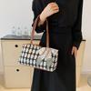 Trendy Plaid Color Block Shoulder Bag For Women Versatile Everyday Use Stylish Handheld Bag