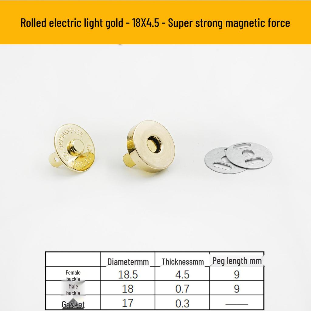 Triple Strength No-Sew Round Electroplated Magnetic Bag Buckle with Thickened Metal Pin