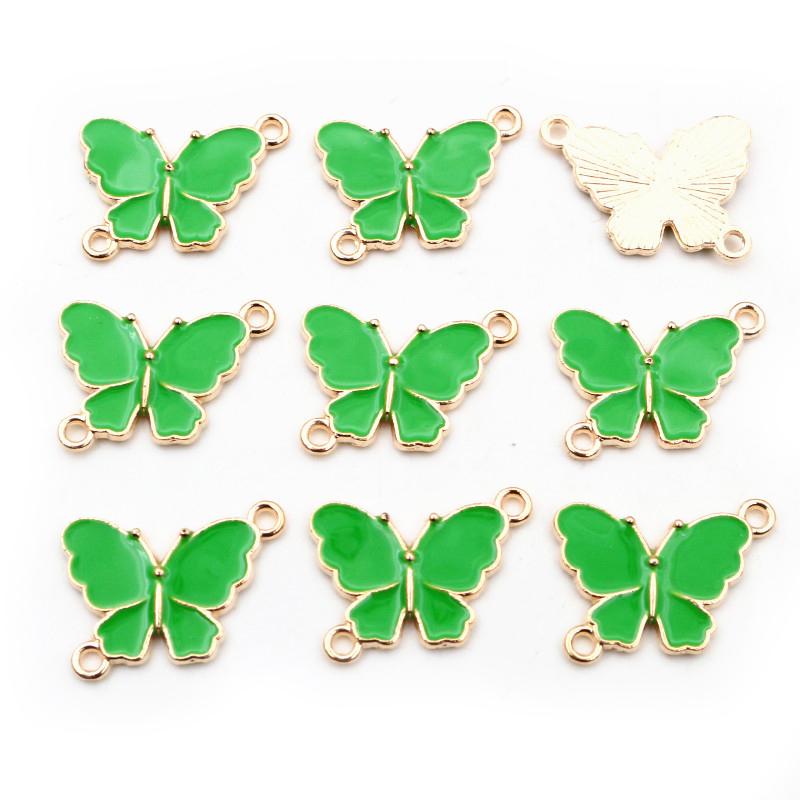 10pcs 15x20mm Double Loops Butterfly Charms Pendant Enamel Alloy Metal Charms DIY Jewelry Accessories for Necklace Bracelet