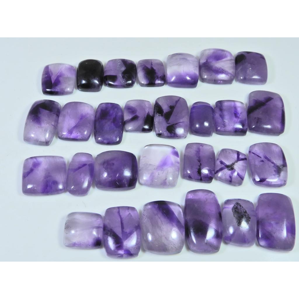 345Cts.Ametista Natural Ágata Renda Octogonal Cabochão Gema Solta Lote 28 Peças C-808