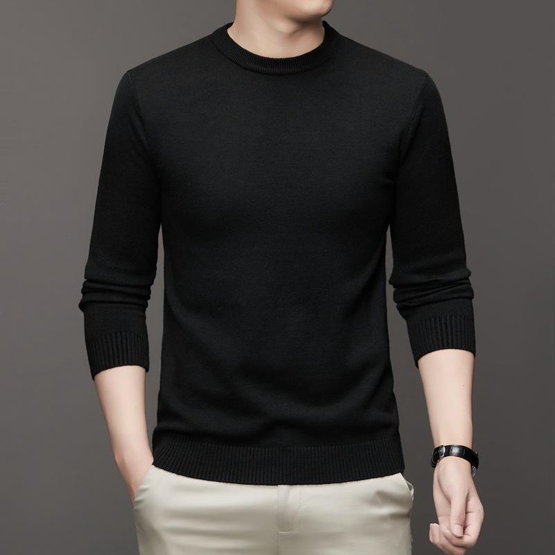 

Men s Winter Slim Fit Anti-Pilling Sweater - Solid Color, Round Neck, Warm Knit Base Layer 4XL чорний