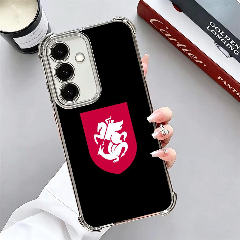 Georgia Passport Flag Plating Phone Case For Samsung A17 A07 A37 A57 A16 A56 A15 A55 A14 A54 A13 A53 A26 A36 A25 A35 A24 A34 A23