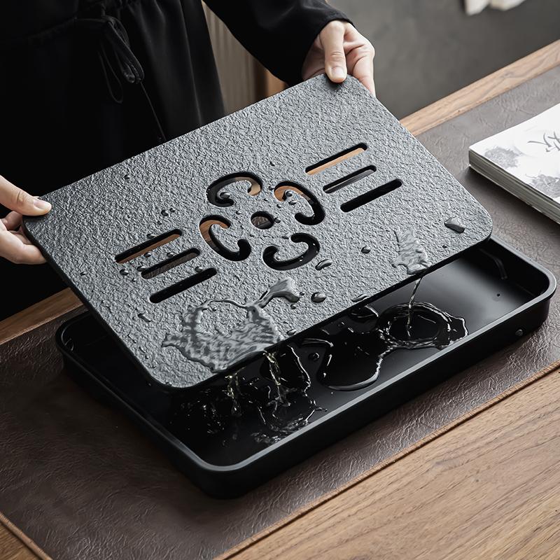 Chinese Dry Bubble Tea Tray Modern Tea Table Home Decoration Imitation Black Stone Water Storage Tea Tray Water Storage Row