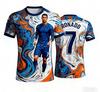 Football Star Jersey 3D Printed Character Pattern T-shirt, Casual Woven Top, Quick-drying Crew Neck Short Sleeves