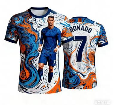 Football Star Jersey 3D Printed Character Pattern T-shirt, Casual Woven Top, Quick-drying Crew Neck Short Sleeves