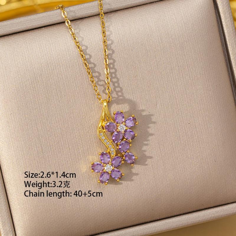 [Titanium Steel] Necklace Women's Copper Micro-inlaid Electroplating Advanced Sense Delicate Clavicle Chain Jewelry