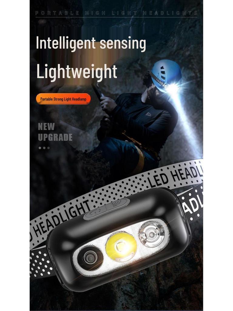 Ultra-Light Rechargeable Headlamp with Sensor for Night Fishing - Bright, Portable, Free Shipping
