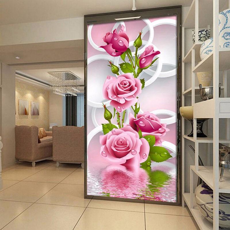 Buy 5D Diy Painting Diamond Cross Stitch Vertical Flower Print Round