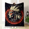 Feathered Headdress Surrounded by Red Circular and Dot Patterns. for All Seasons Blanket Lunch Break Throw Gift