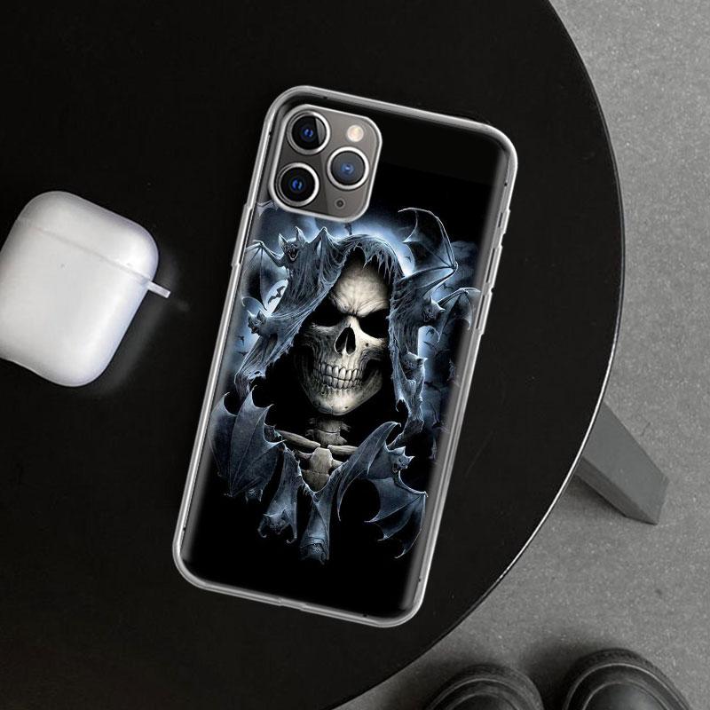 Reaper Skull Skeleton Gun Phone Case Cover for iPhone 11 12 13 Mini 14 15 Plus 16 Pro Max 17 Air 7 8 + SE Art Customized Fundas