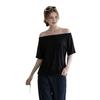 Pure desire wind one-word collar off-shoulder solid color short-sleeved T-shirt women's summer lazy wind loose and thin Spice Girl casual top