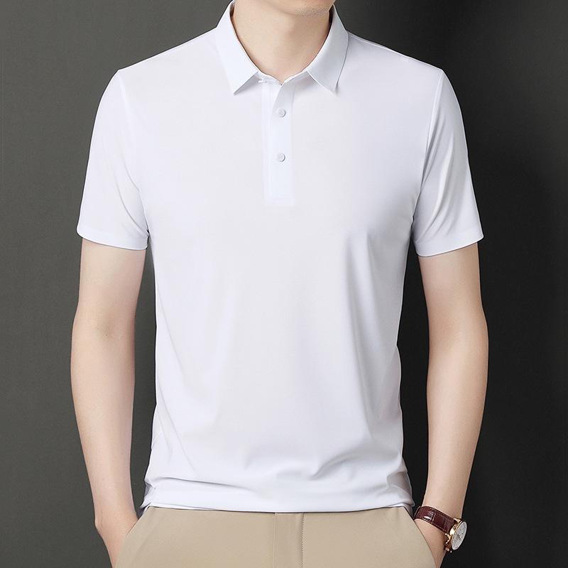 2024 Men's Summer Seamless Short-Sleeve Polo Ice Silk Stretch Shirt