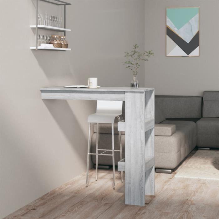 VidaXL Wall-mounted Bar Table Sonoma Grey 102x45x103,5 Cm Engineered Wood 817223