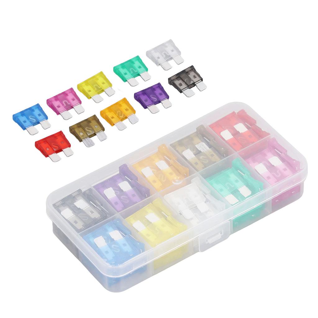 100 szt. Samochodowy Bezpiecznik Płytkowy Średni 2A?Zestaw 35A 10 typów bezpieczników do ochrony