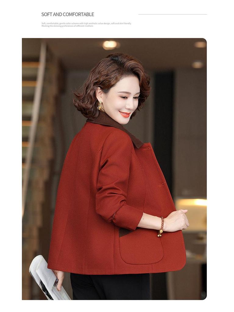 Women's Fashionable Spring & Autumn Cardigan - Short Style for Middle-Aged & Elderly Women