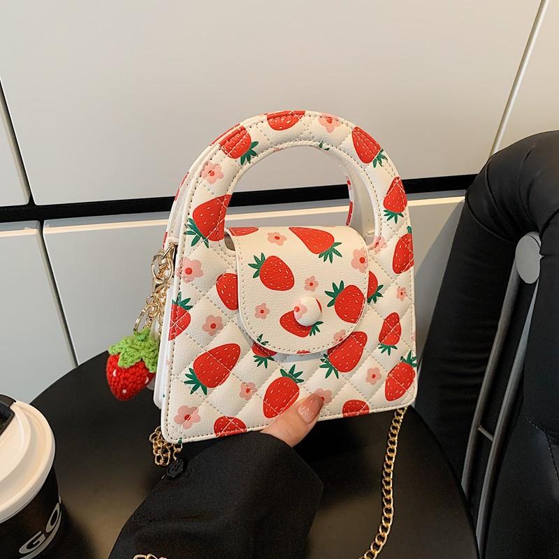 Summer Small Bag 2025 New Mori Sweet Fashion Printed Strawberry Handbag Women's Crossbody Small Square Bag Tide