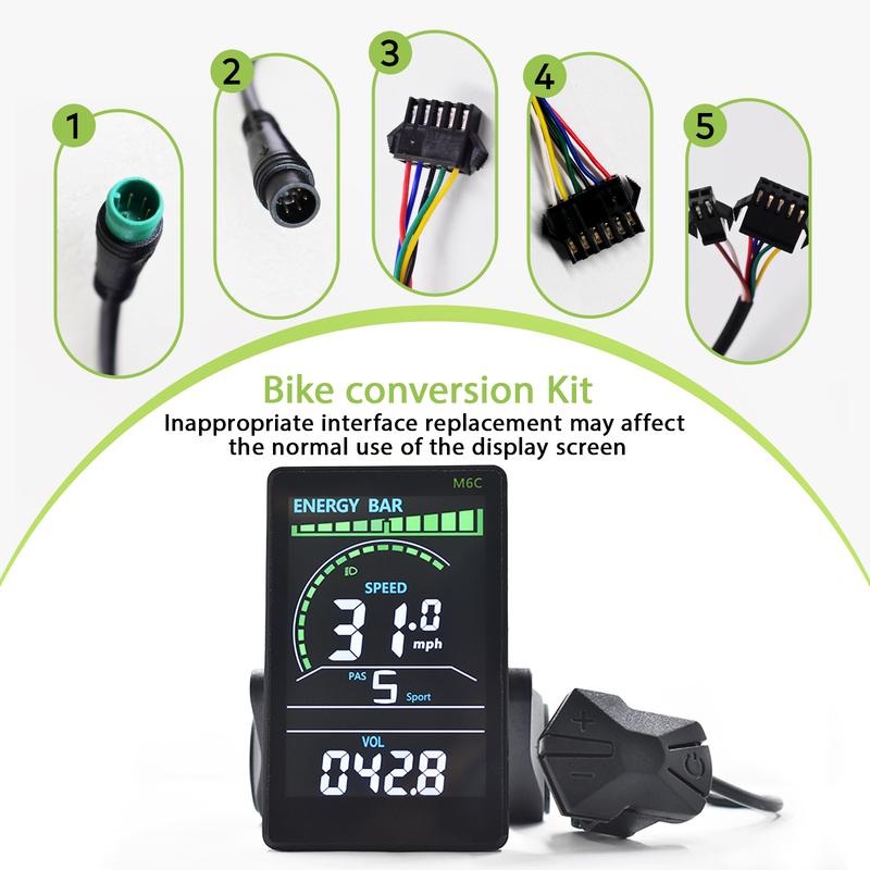 M6C 24V/36V/48V/60V Electric Bike Computer Wireless Stopwatch Waterproof Cycling Odometer Bicycle Accessories Speedometer