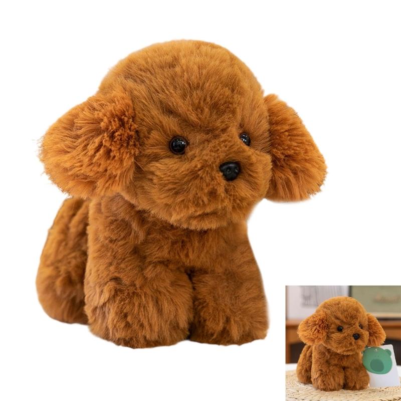 Bear Dog Plush Toy Soft Even Filling Cotton Durability For Kids Companionship Office Desk Decoration