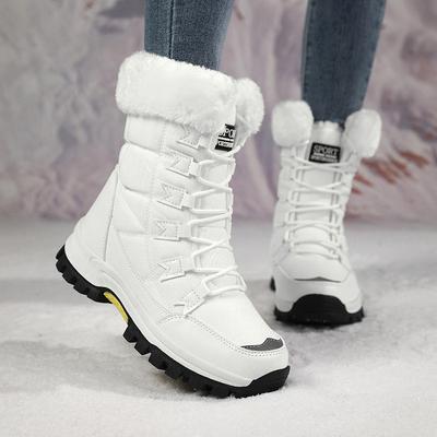 Winter Oversized Cotton Shoes, Women's Snow Boots, Warm Midsole Boots with Thick Fleece, Northeast Outdoor Hiking Boots